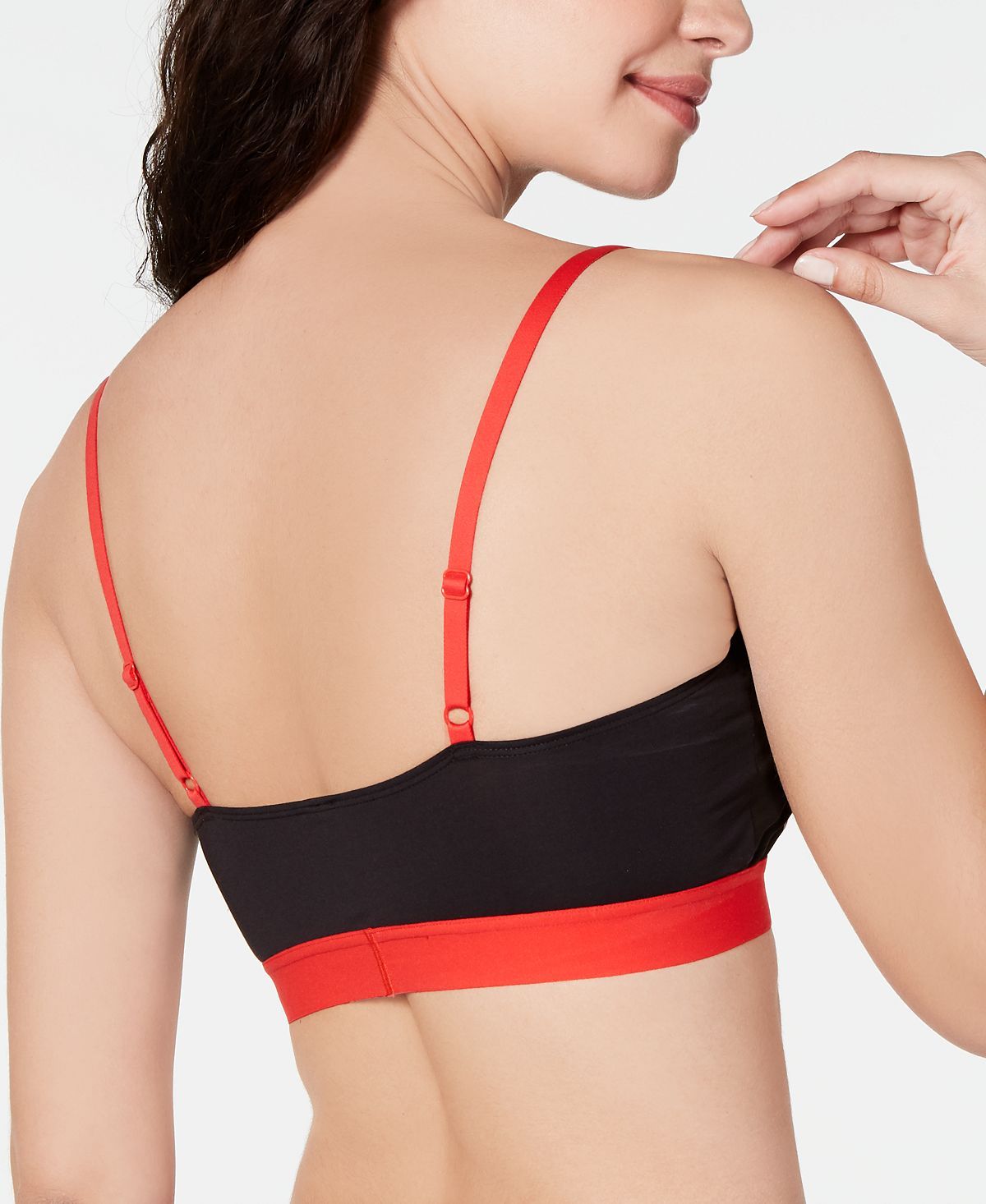 Dkny Logo Scoop Wirefree Bralette Dk4509 Cherry Racing Graphic