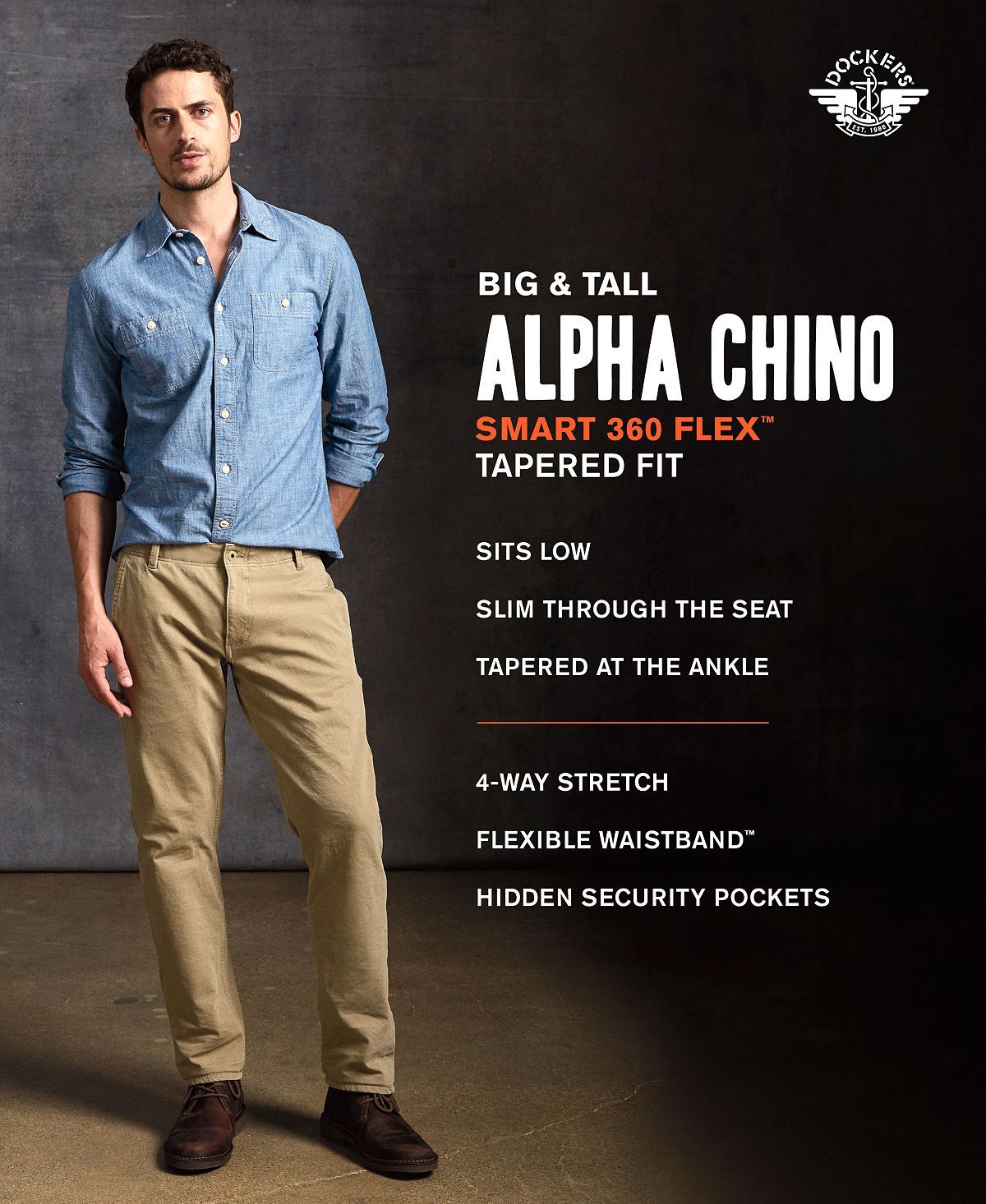Dockers Big & Tall Tapered-fit Smart 360 Flex Chino Pants Beige Khaki