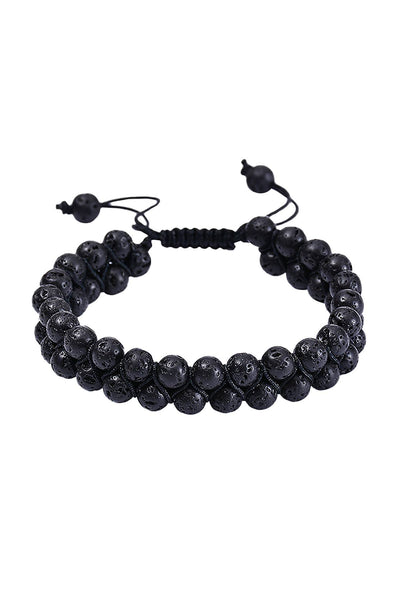 Double Layer Black Lava Stone Adjustable Healing Bracelet