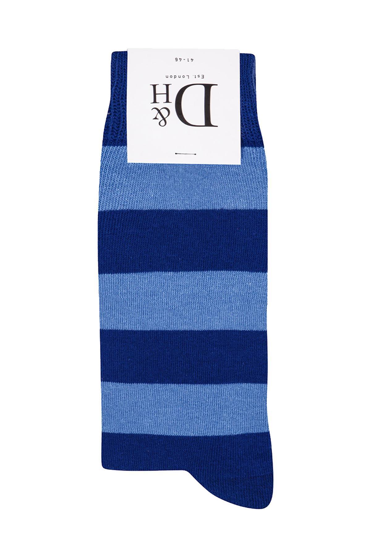 Drake & Hutch Blue/Sky Candy Stripe Unisex Crew Socks