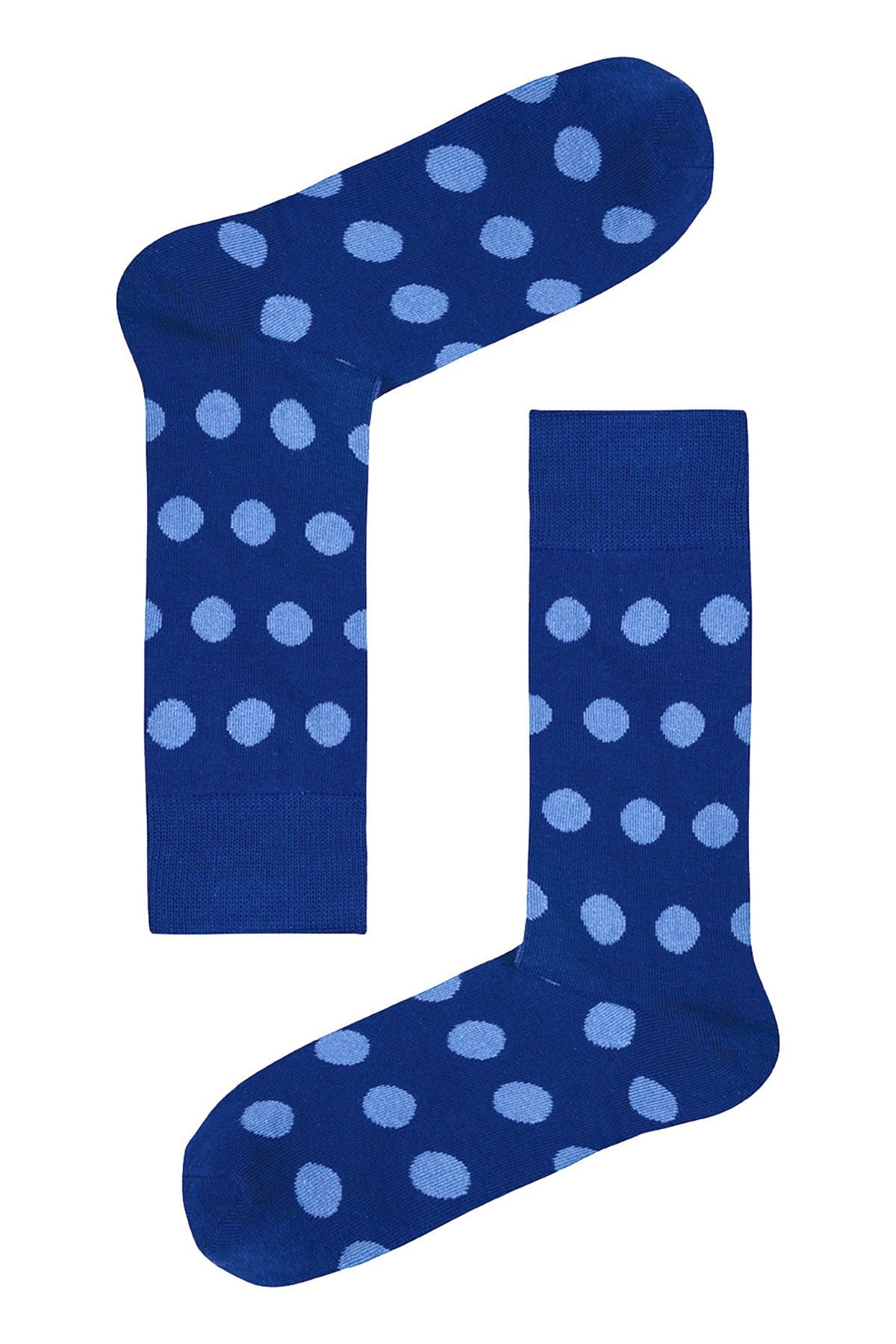 Drake & Hutch Blue/Sky Polka Unisex Crew Socks