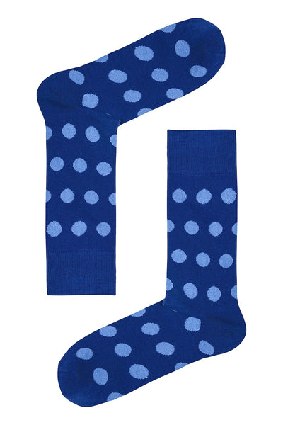 Drake & Hutch Blue/Sky Polka Unisex Crew Socks