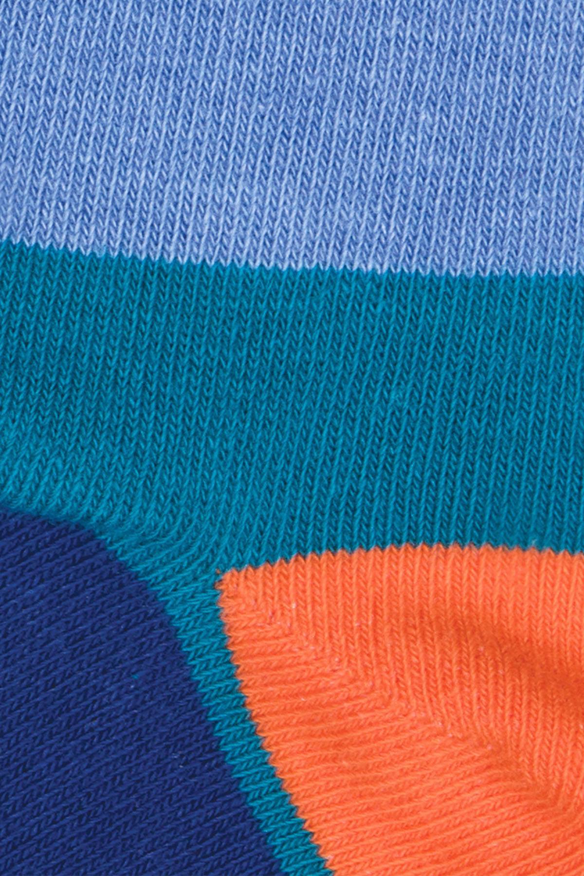 Drake & Hutch Blue/Teal/Orange Multi-Stripe Unisex Crew Socks