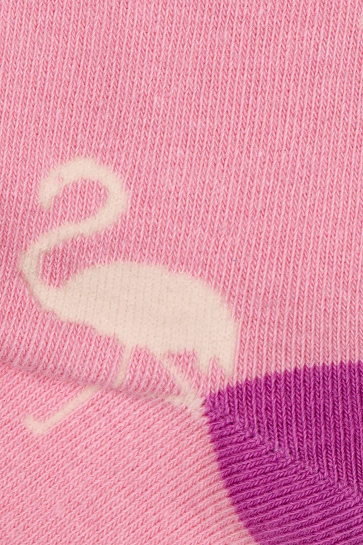 Drake & Hutch Pink 'Funky Flamingo' Unisex Crew Socks