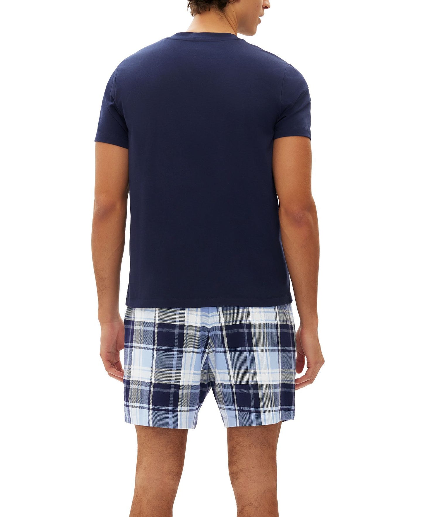 GAP 2-Pc. Solid Henley & Plaid Pajama Shorts Set