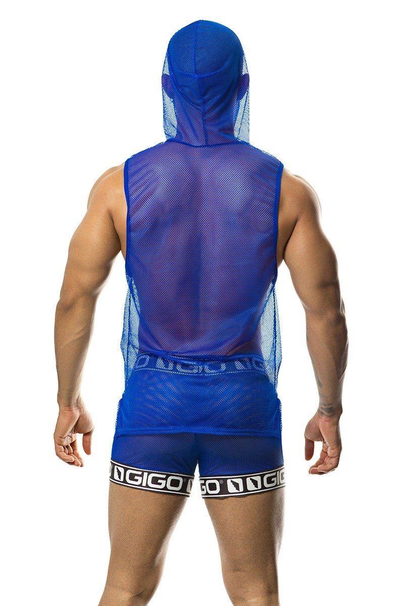 GIGO Temptation Blue Hoody Muscle Top