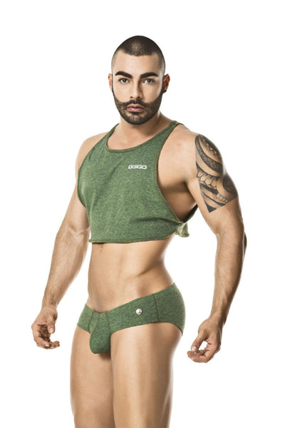 Gigo Green Greek Crop Top