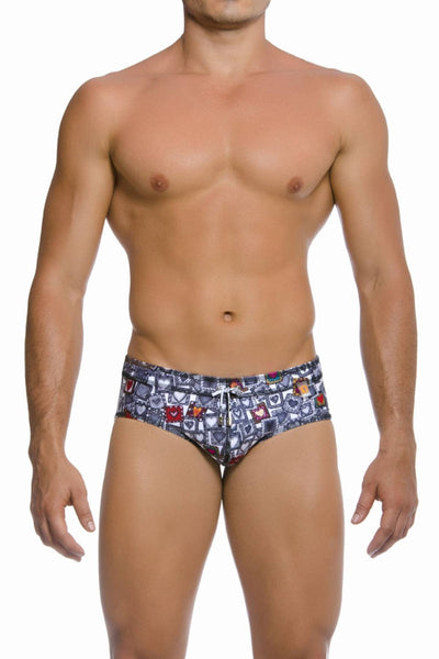Gigo Grey Heart Swim Brief