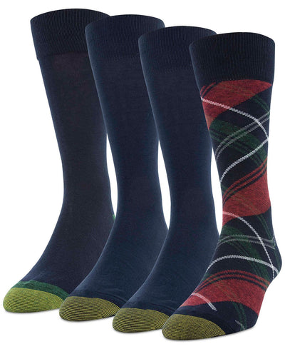 Gold Toe 4-pack Christmas Plaid Socks Midnight, Midnight, Midnight, Navy-green
