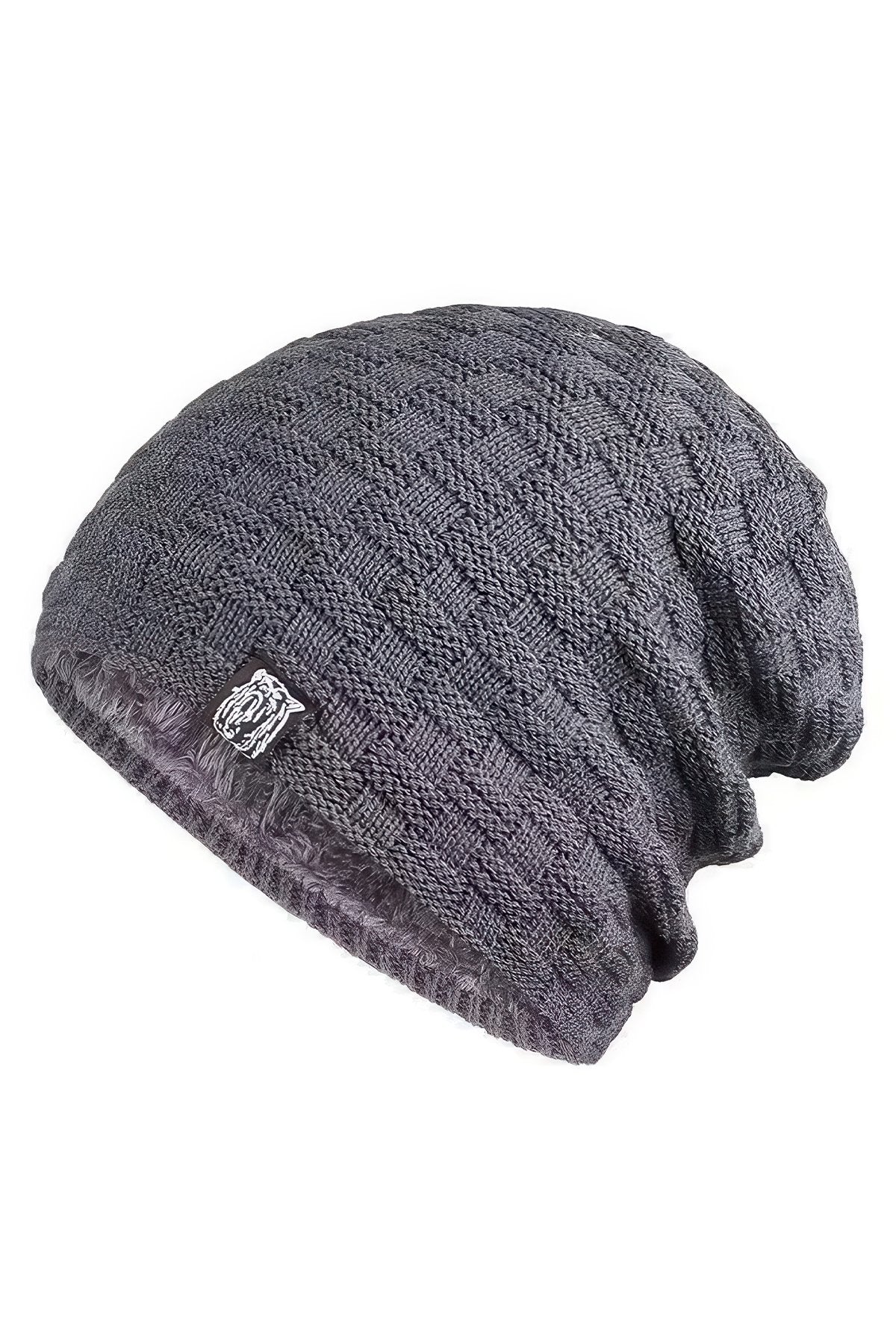Grey Cozy Bear Slouch Beanie