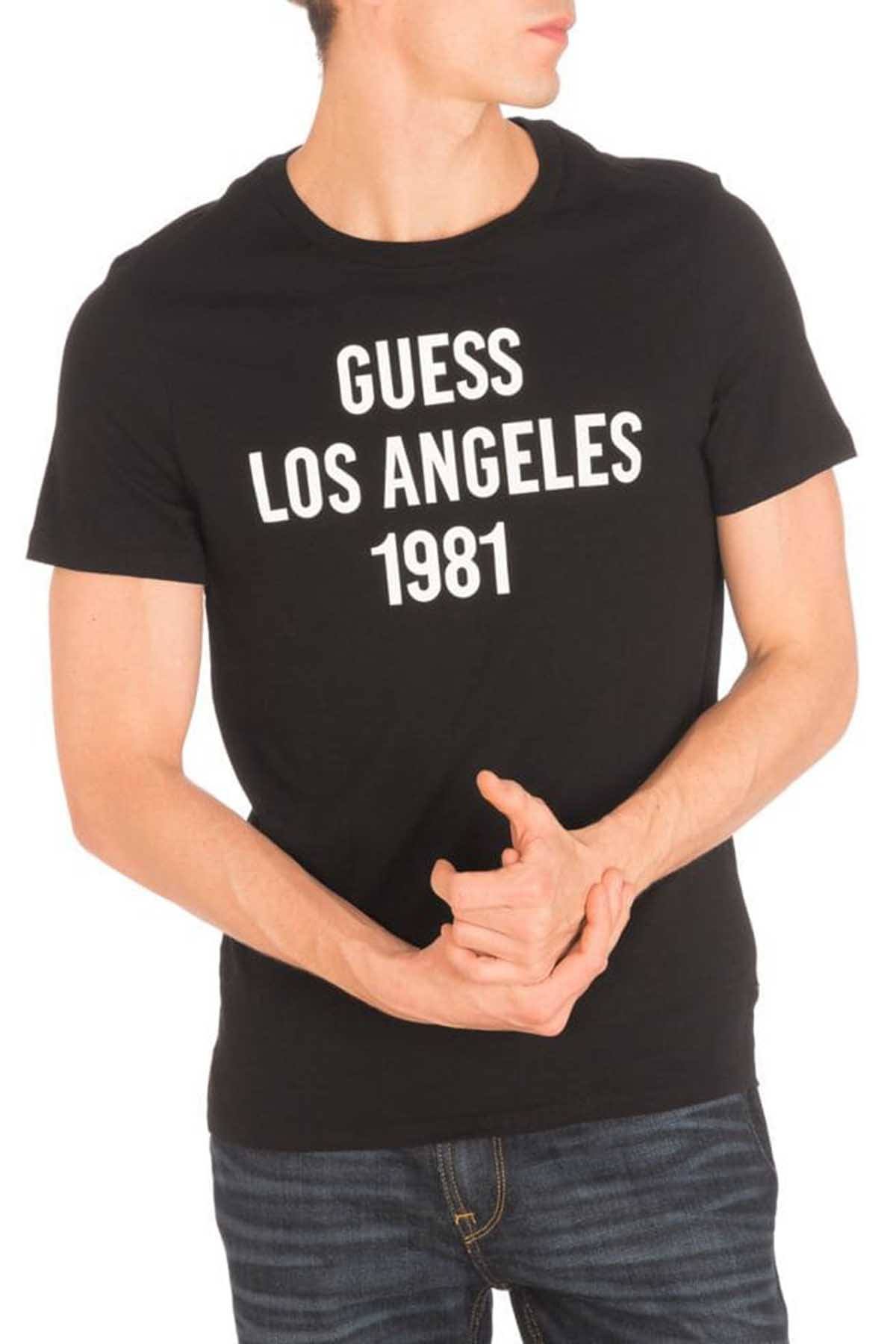 Guess Black Logo Crewneck Cotton Tee