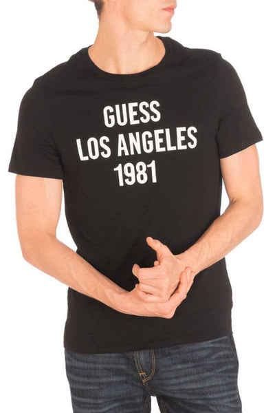 Guess Black Logo Crewneck Cotton Tee