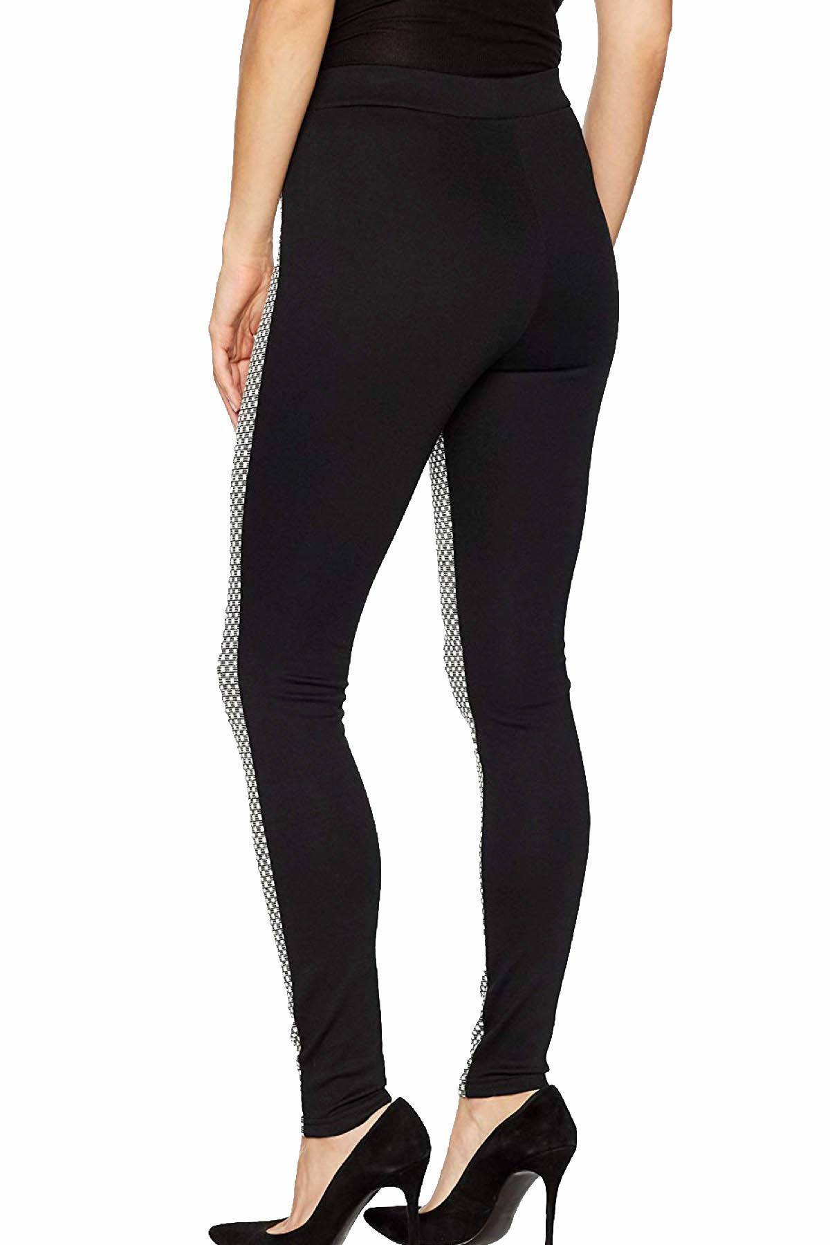 HUE Black/White Metallic-Glitz Check Ponte Legging