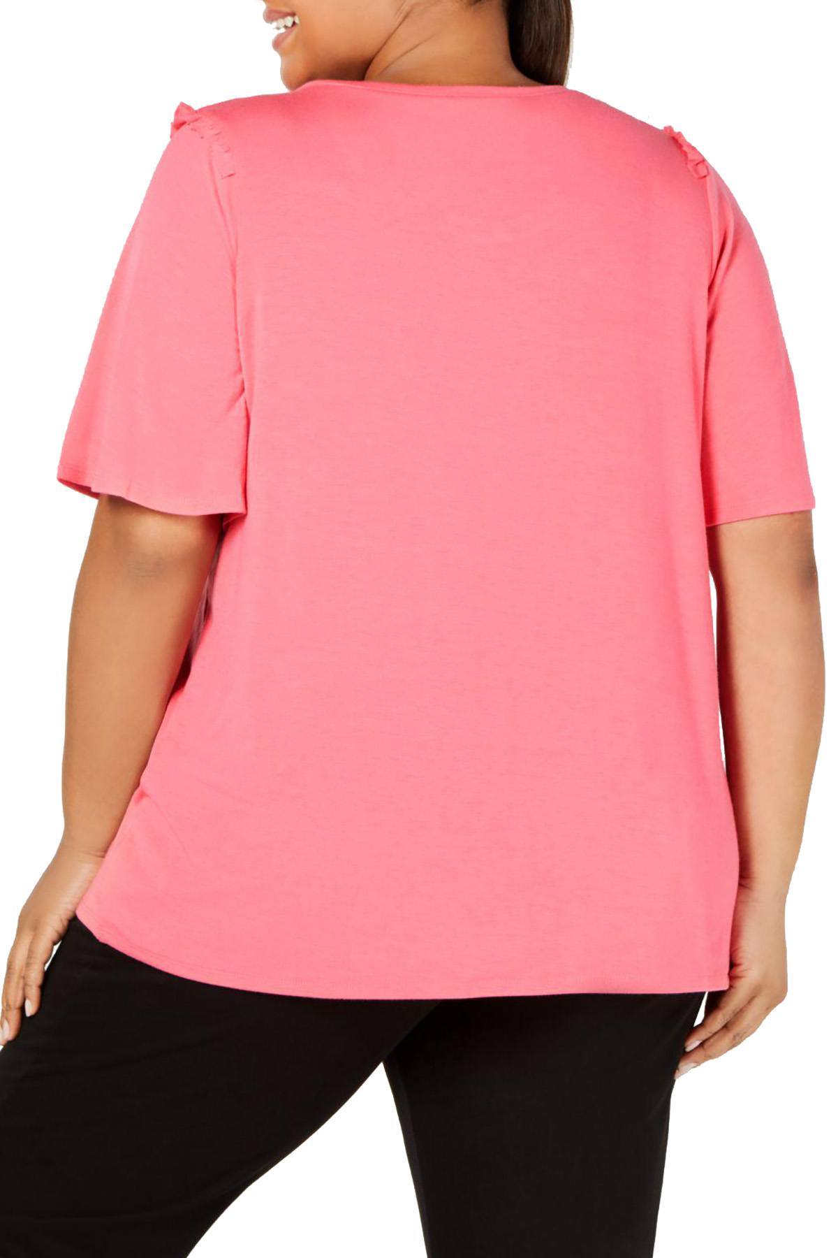 HUE Camellia Rose Bell Ruffled Sleeve Lounge Top