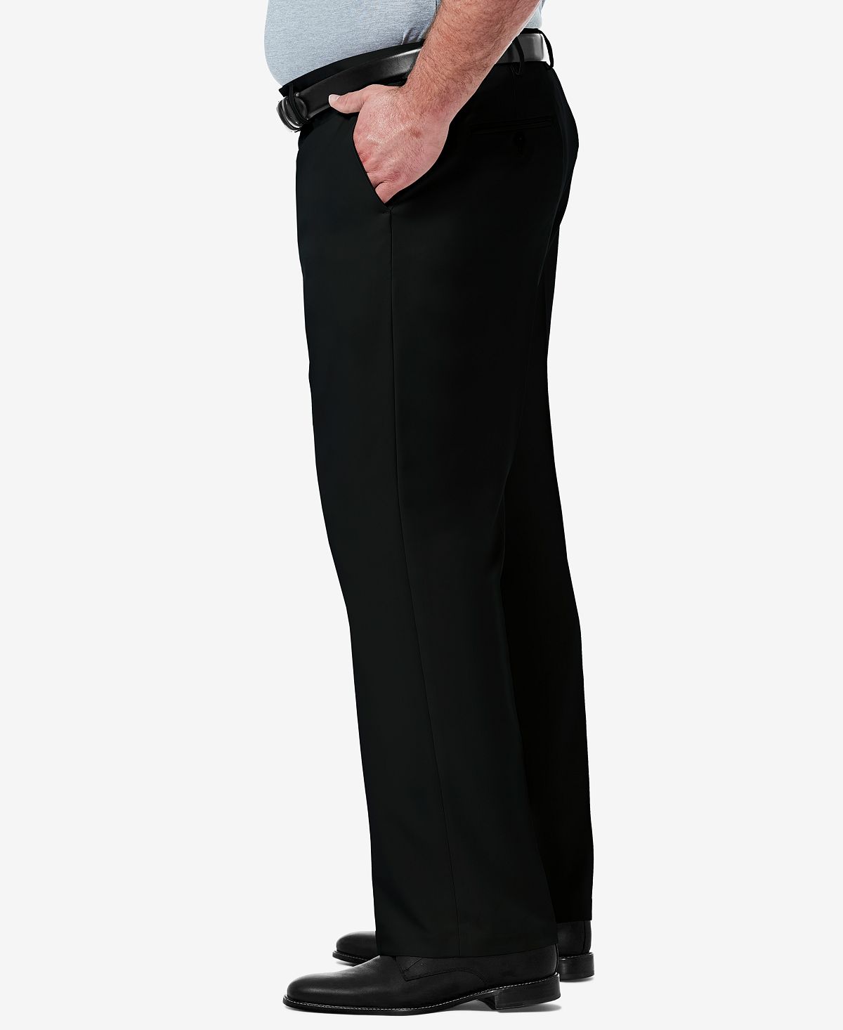 Haggar Big & Tall Premium Comfort Stretch Classic-fit Solid Flat Front Dress Pants Black