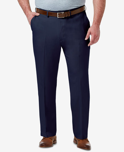 Haggar Big & Tall Premium Comfort Stretch Classic-fit Solid Flat Front Dress Pants Blue