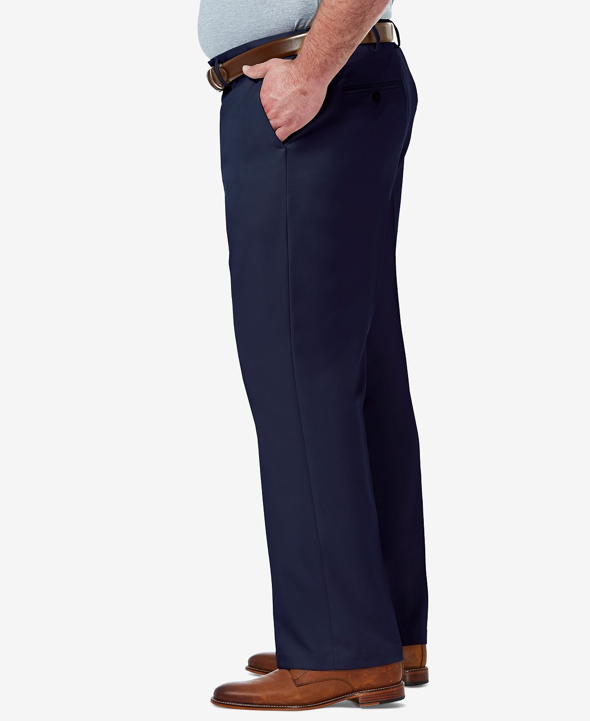 Haggar Big & Tall Premium Comfort Stretch Classic-fit Solid Flat Front Dress Pants Blue