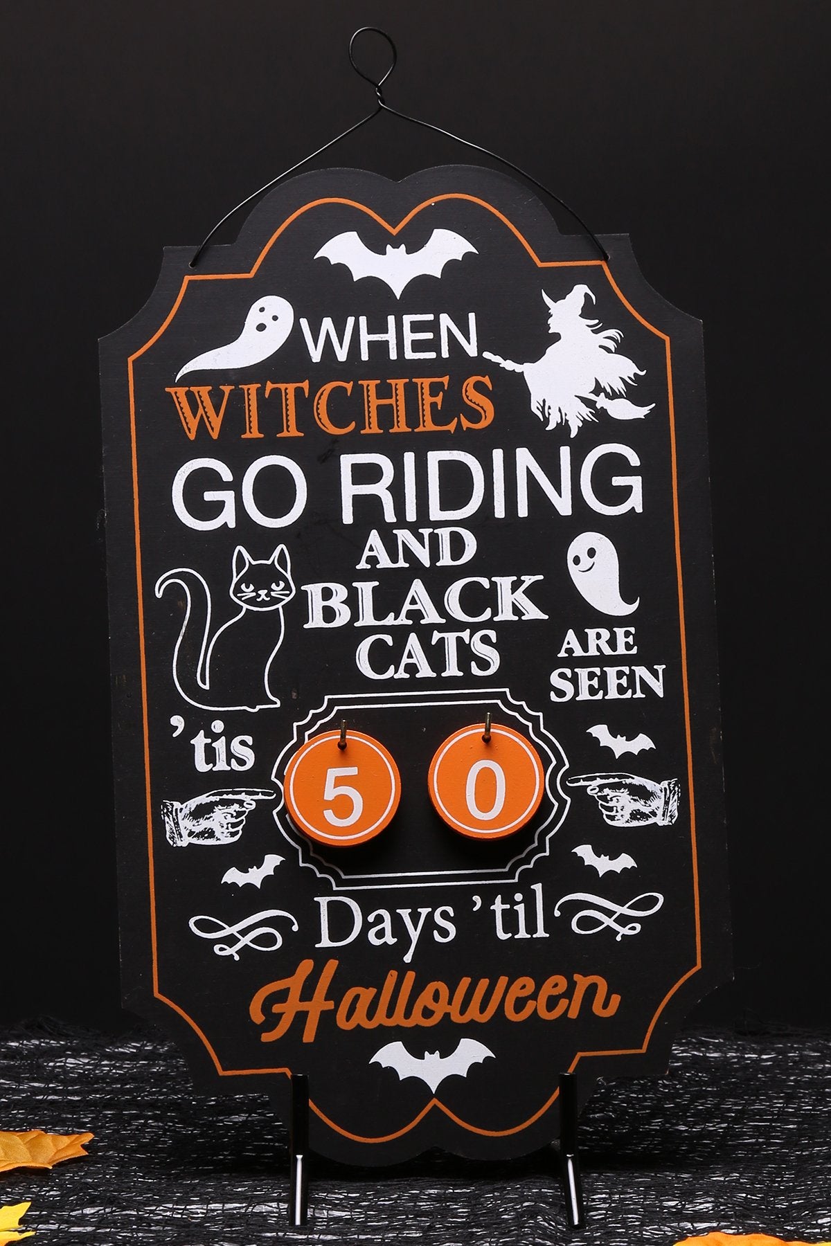 Halloween Countdown Wall Hanging Sign – “When Witches Go Riding”