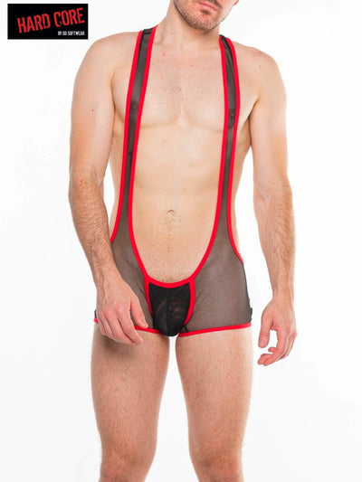Hard Core Black And Red Frisky Thrust Singlet