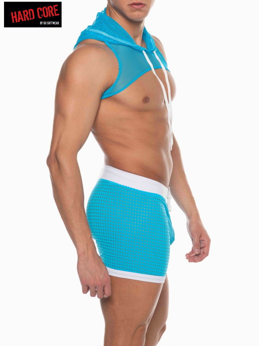 Hard Core Turquoise Tryst Mesh Hooded Harness