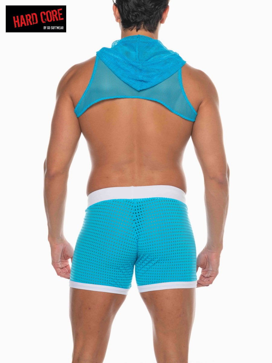 Hard Core Turquoise Tryst Mesh Hooded Harness