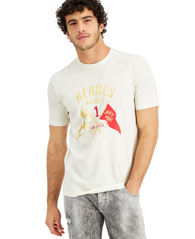 Heroes Motors Flagged T-shirt Off White