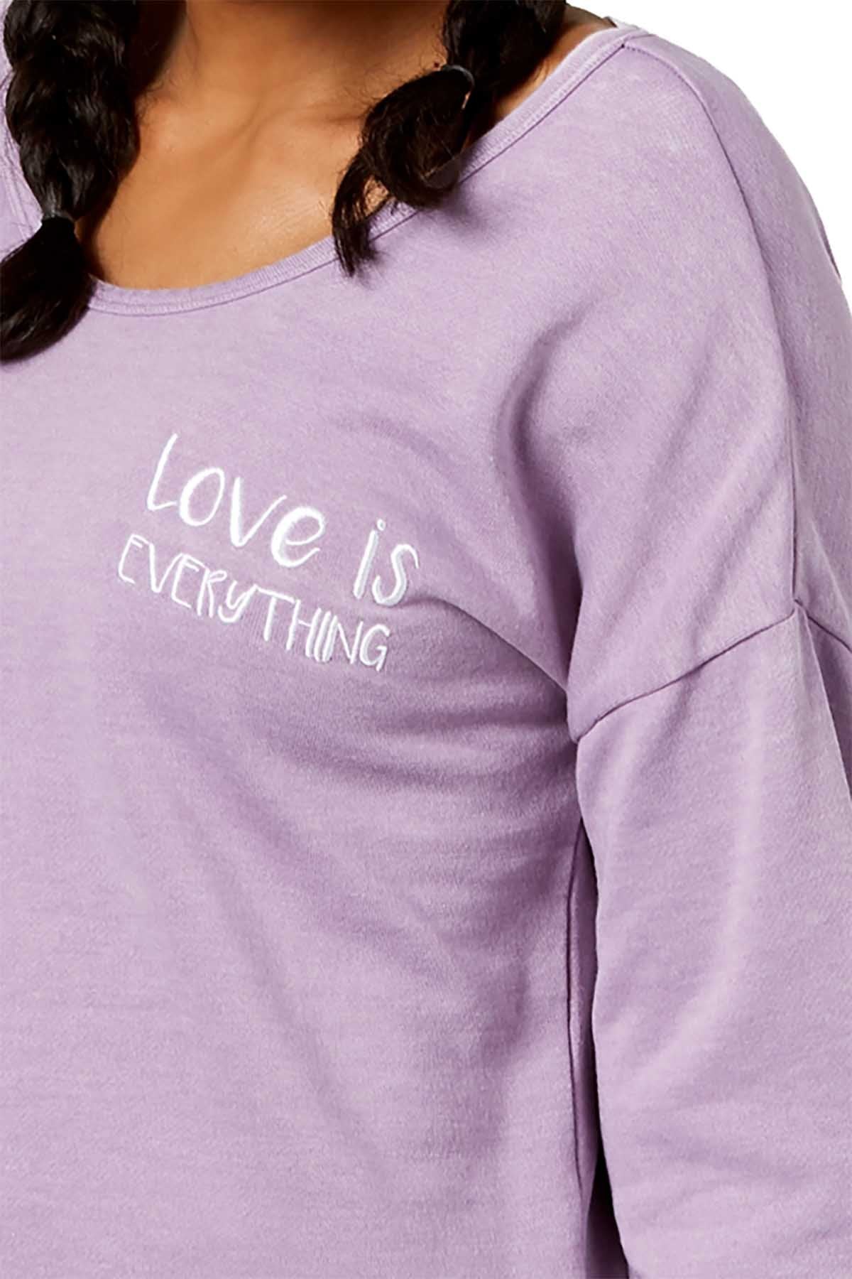 Ideology Lavender Bloom Graphic Strappy Back Long Sleeve Top