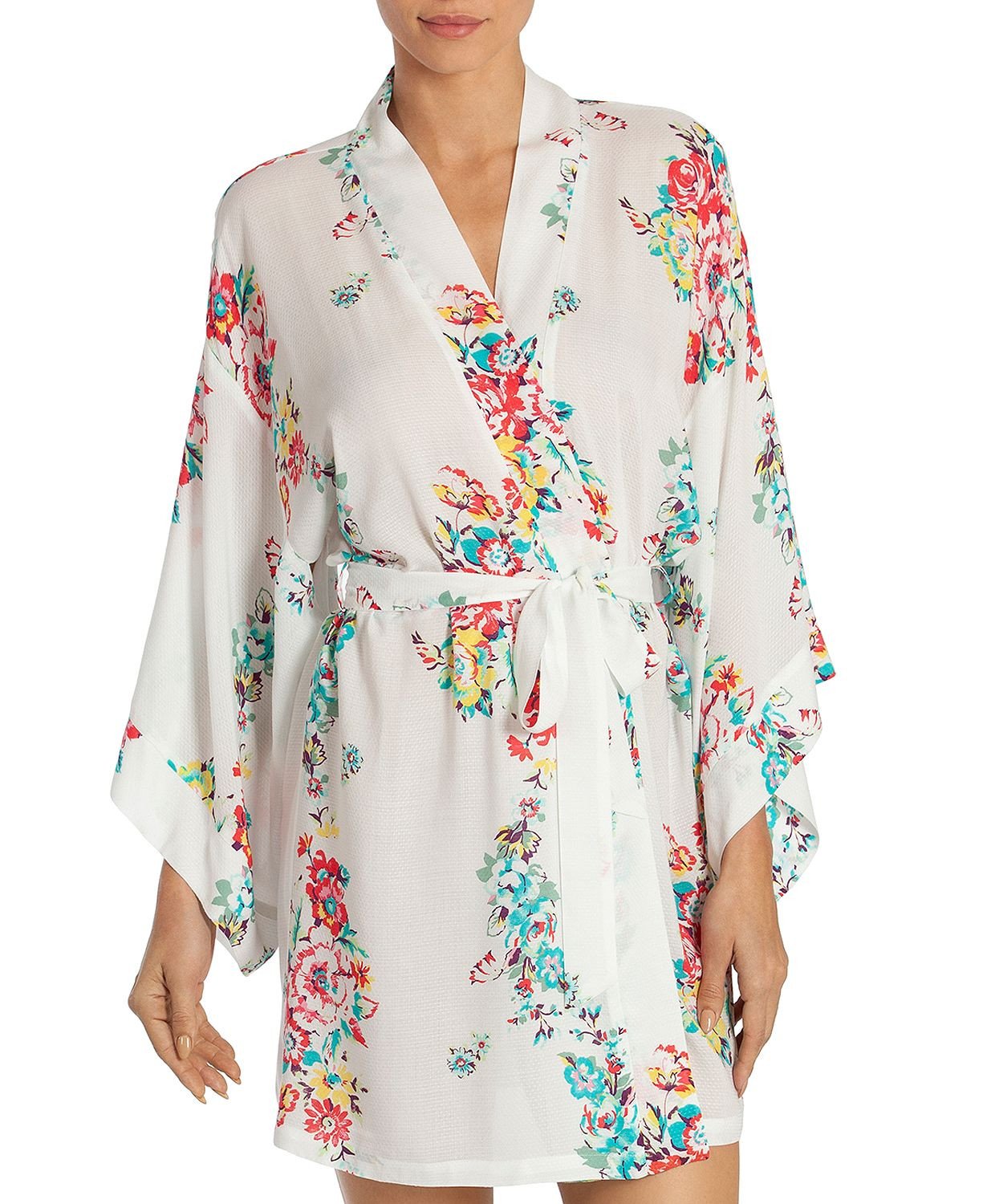 In Bloom By Jonquil Floral Wrap Robe in Ivory