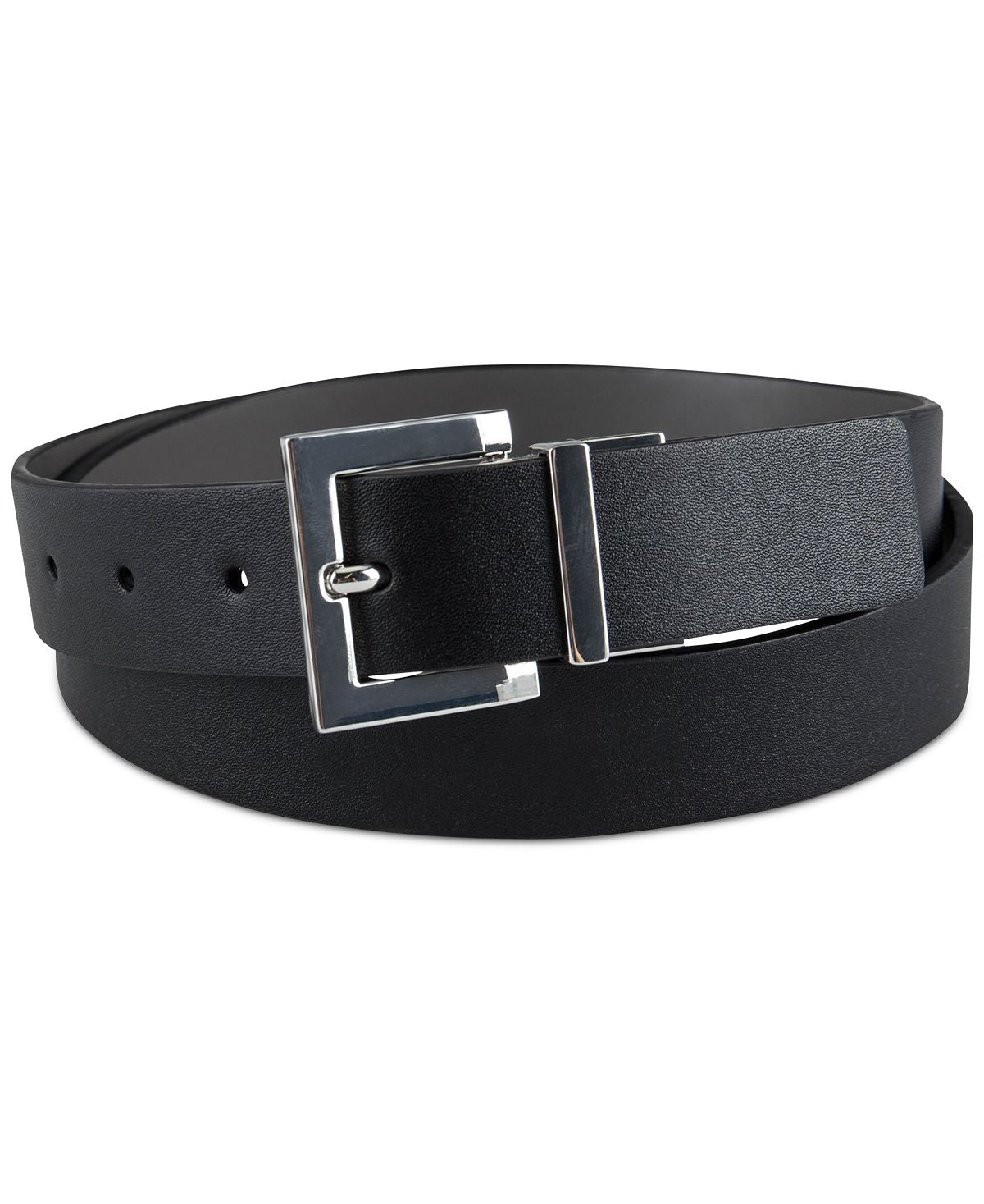 Inc International Concepts Faux-leather Reversible Crocodile Embossed Belt Black/Grey