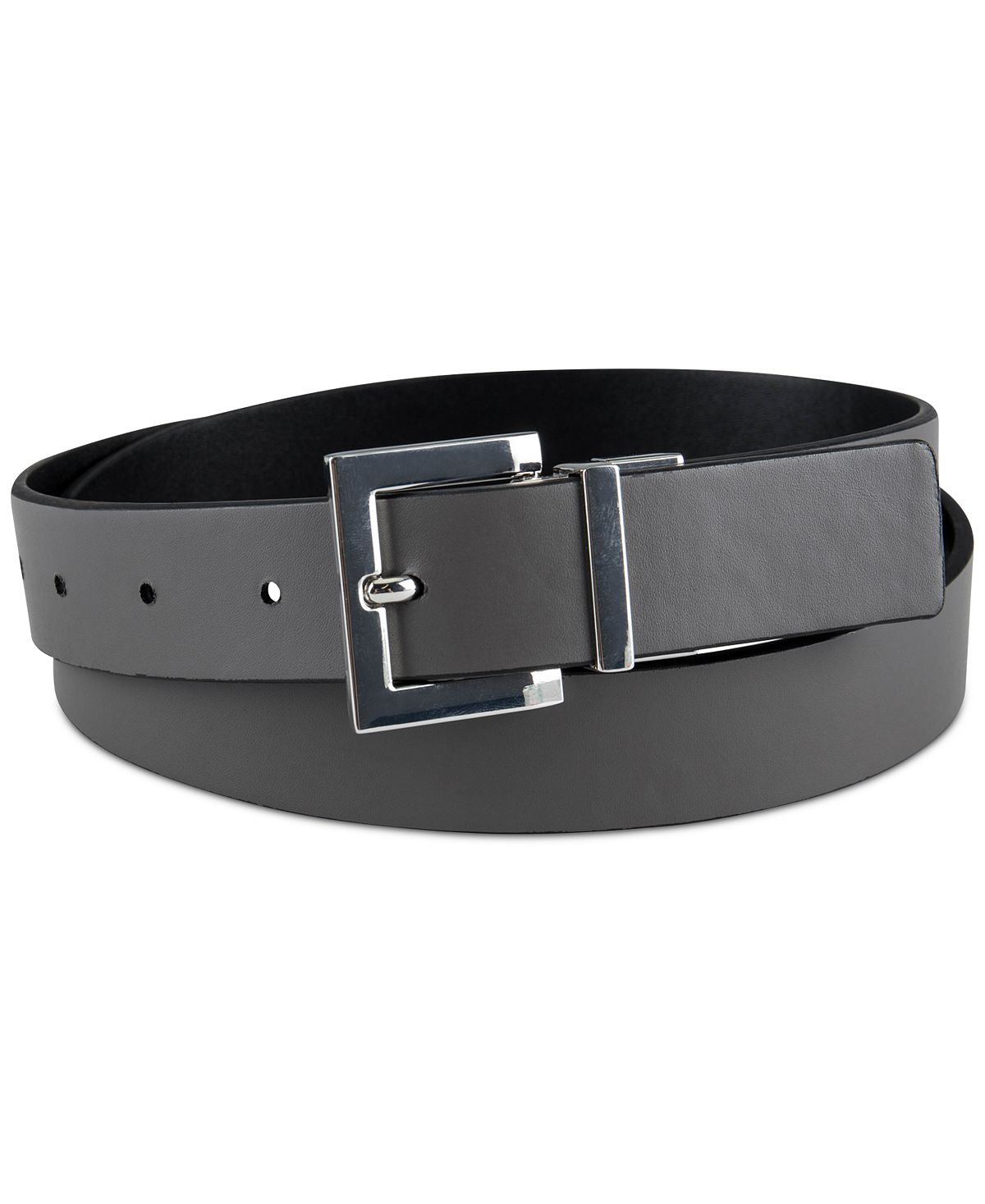 Inc International Concepts Faux-leather Reversible Crocodile Embossed Belt Black/Grey