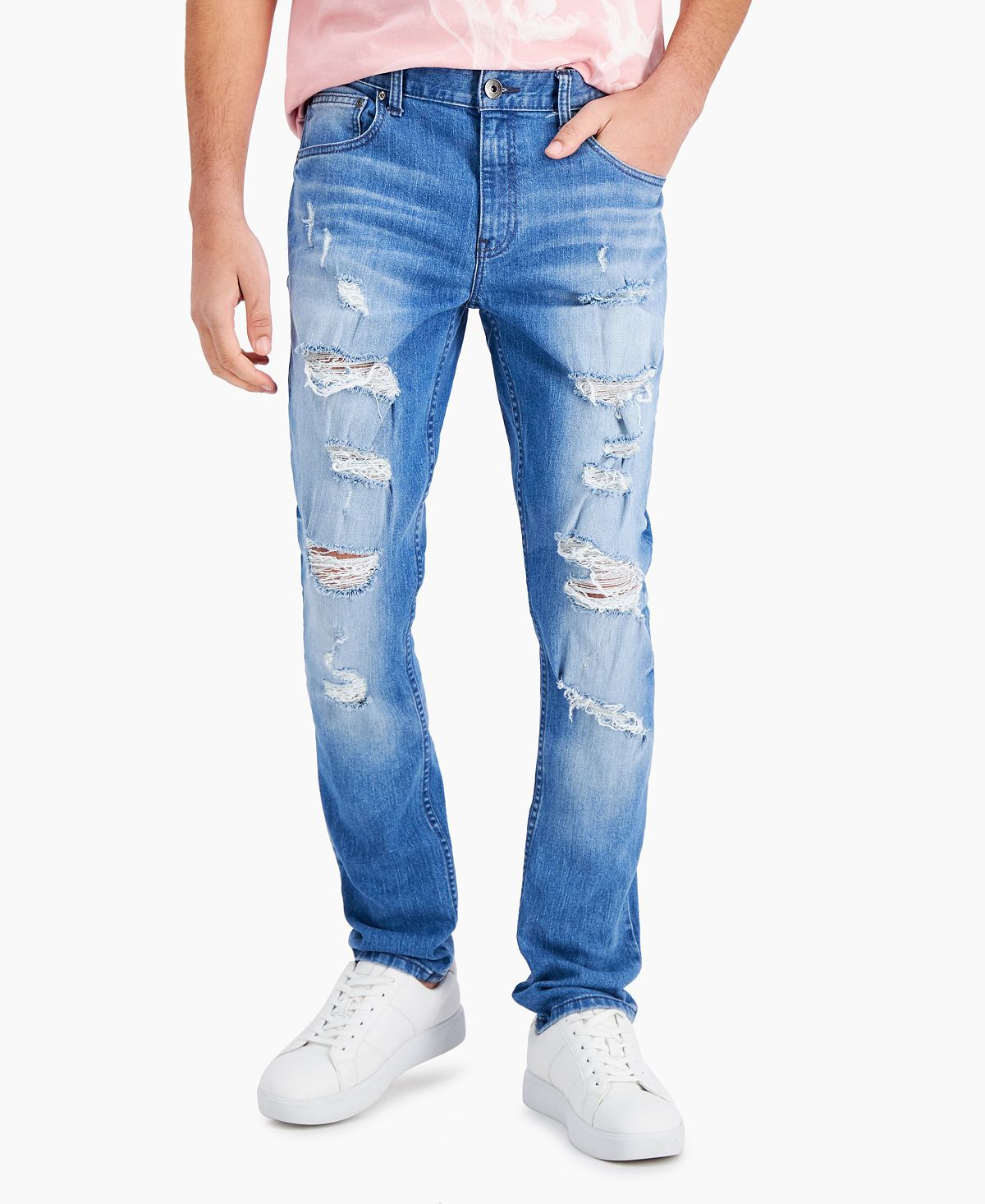 Inc International Concepts James Ripped Skinny Jeans Light Wash