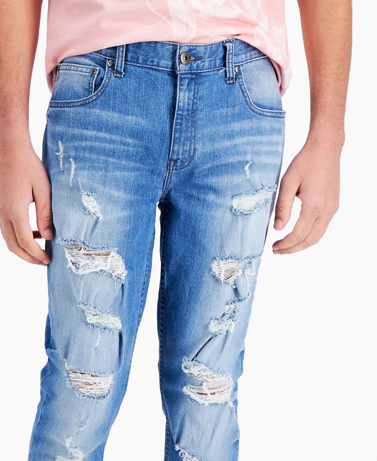 Inc International Concepts James Ripped Skinny Jeans Light Wash