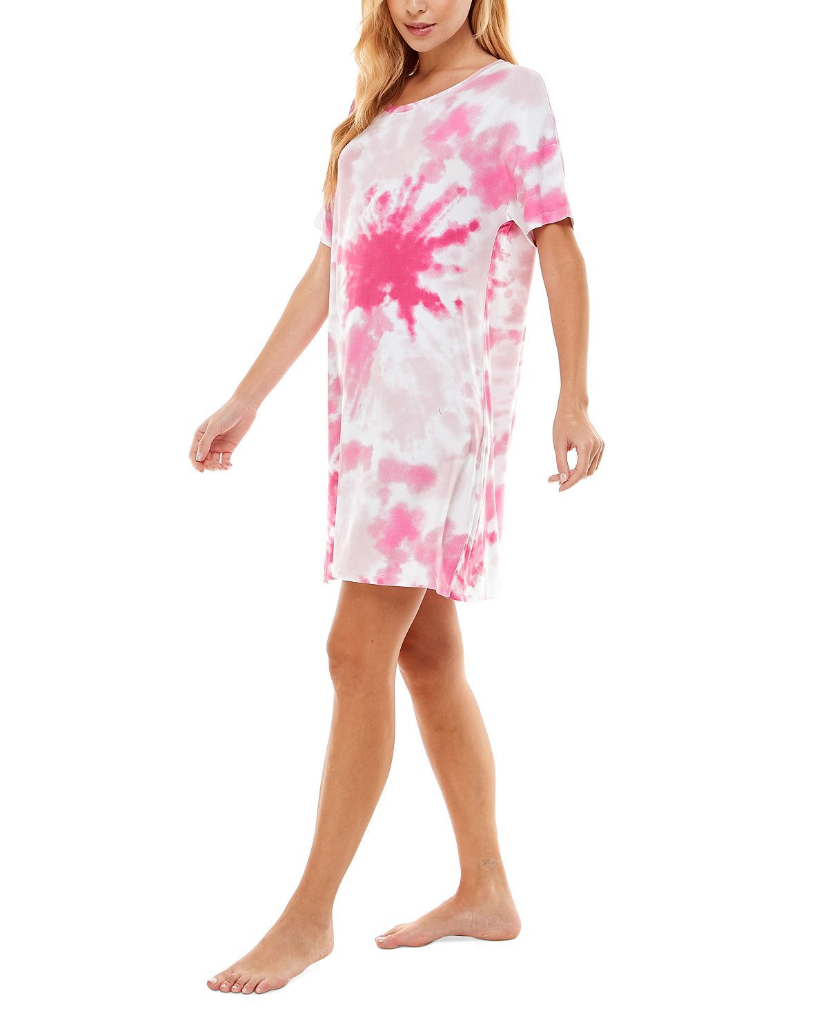 Jaclyn Intimates Super-soft Short Sleeve Sleep Shirt Daydream Tie Dye White