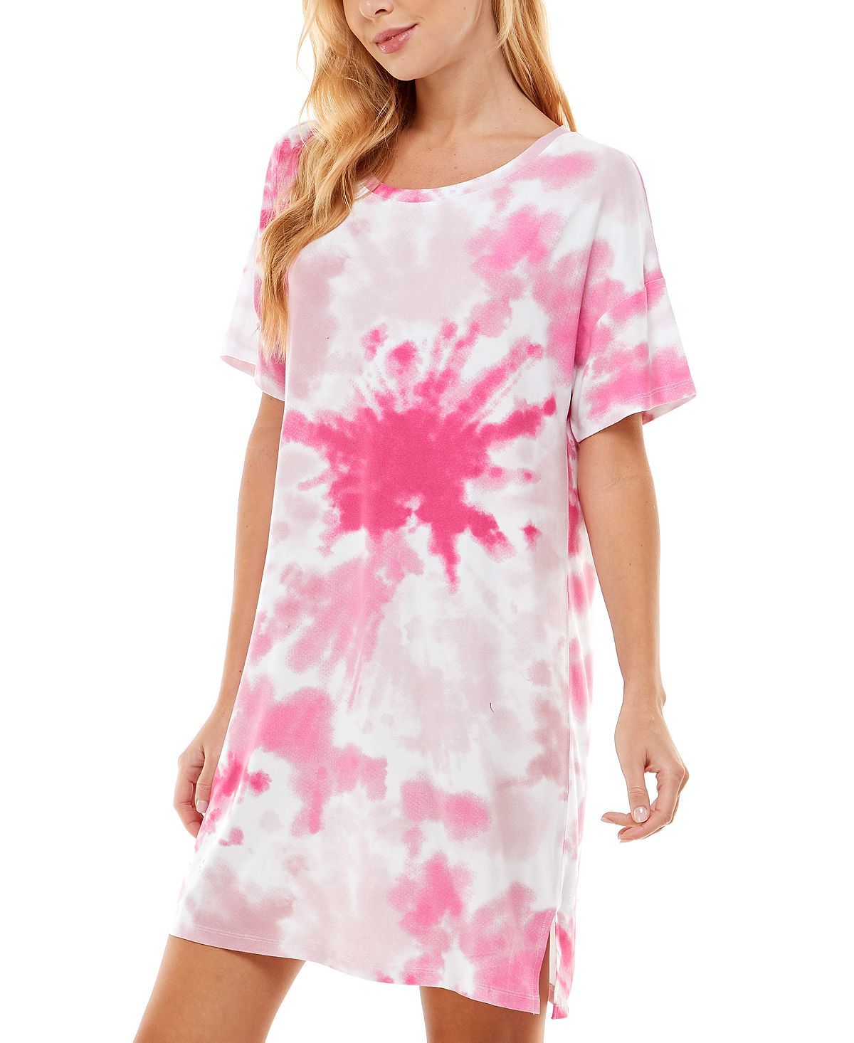 Jaclyn Intimates Super-soft Short Sleeve Sleep Shirt Daydream Tie Dye White