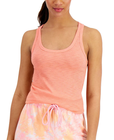 Jenni Basic Solid Ribbed Tank Top Shell Pink