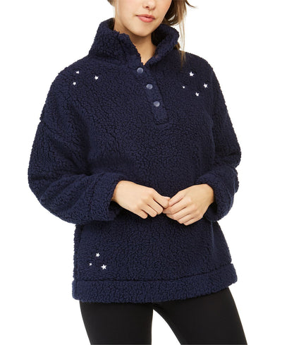 Jenni Faux Sherpa Cozy Pullover Placed Stars