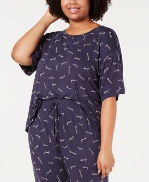 Jenni Plus-Size Ultra Soft Core Printed Short Sleeve Pajama Shirt