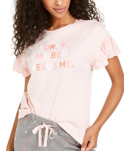 Jenni Ruffle-sleeve Pajama T-shirt Peachskin
