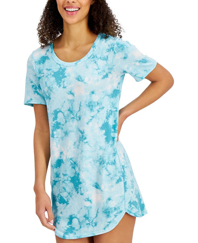 Jenni Short Sleeve Printed Sleep Shirt Turquoise Sea