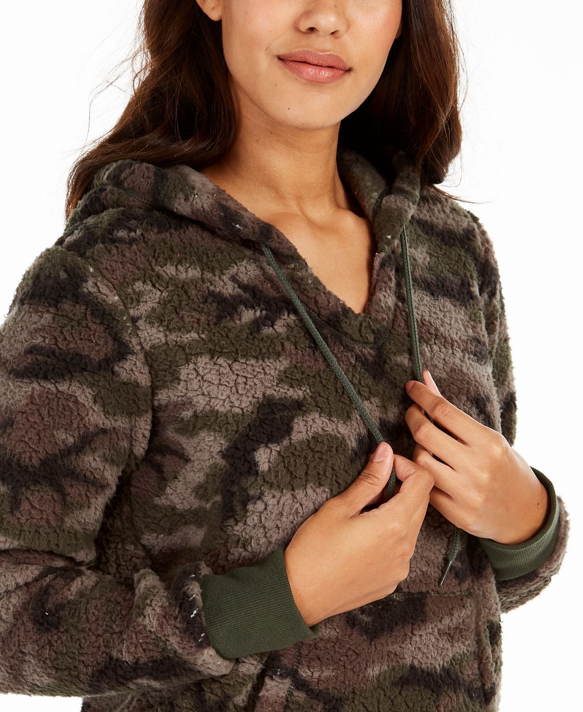 Jenni Wo Faux Sherpa Cozy Hoodie Camo