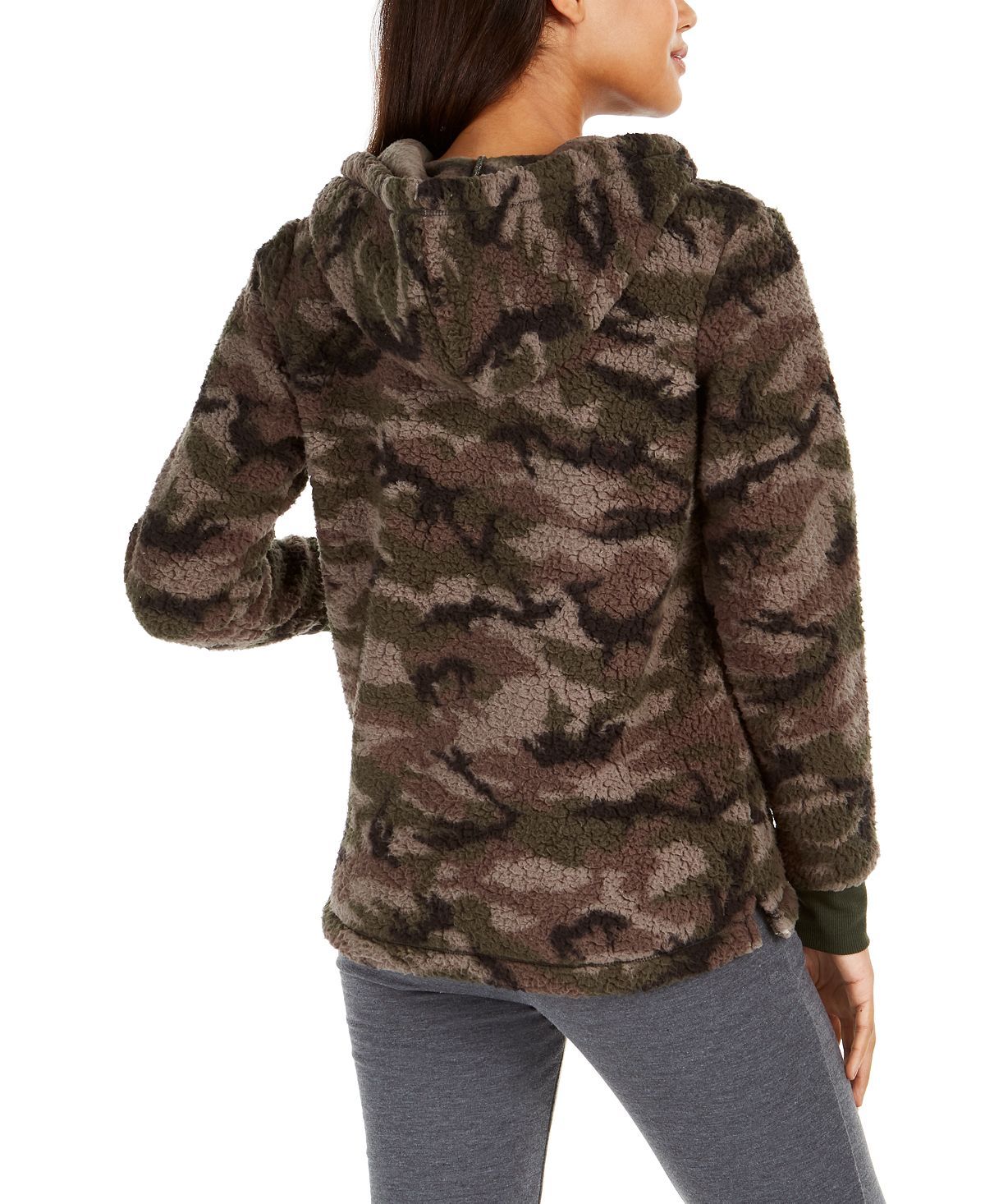 Jenni Wo Faux Sherpa Cozy Hoodie Camo