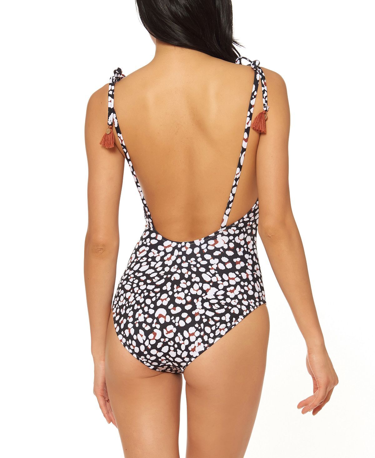 Jessica Simpson Cool Cat Printed Tassel Tie One-piece Swimsuit Leopard Multi