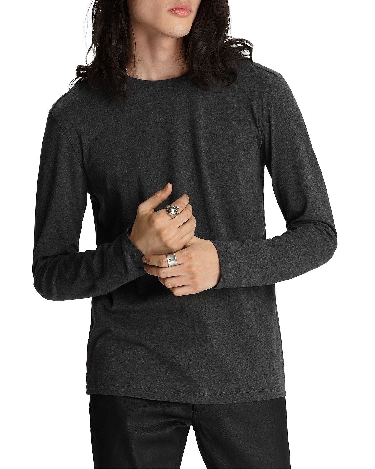 John Varvatos Collection Long-sleeve Slim Fit Tee Dark Gray Heather