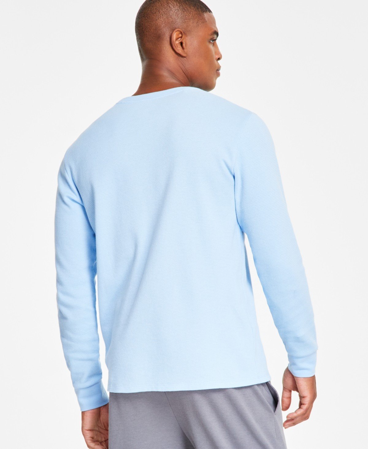 Lacoste Croc Thermal Waffle Sleep Shirt - Light Blue