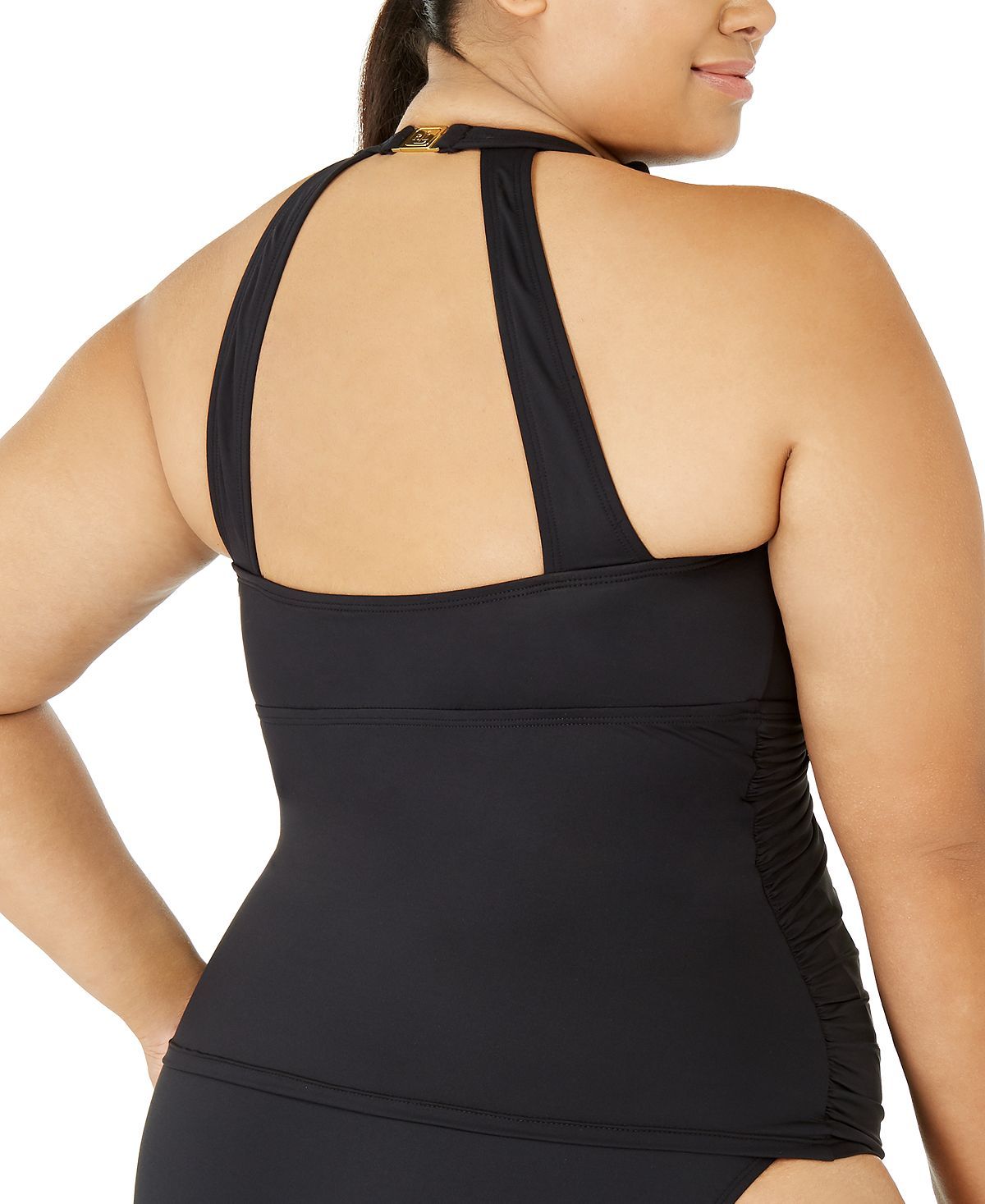 Lauren Ralph Lauren Plus Beach Club Ruffled Tankini Top Black