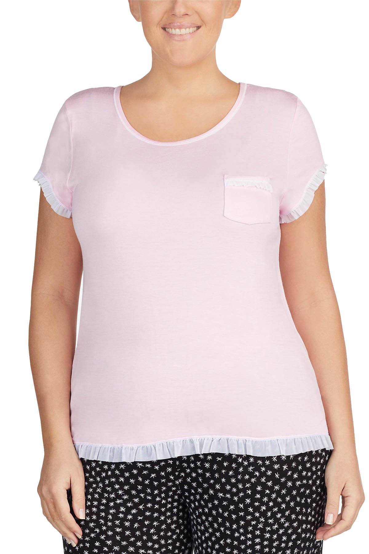 Layla PLUS Blush Ruffle Trim Lounge Top