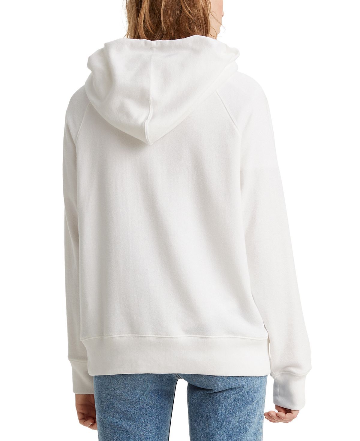 Levi's fleece Graphic Print Hoodie Batwing Outline Glitter Hoodie White+