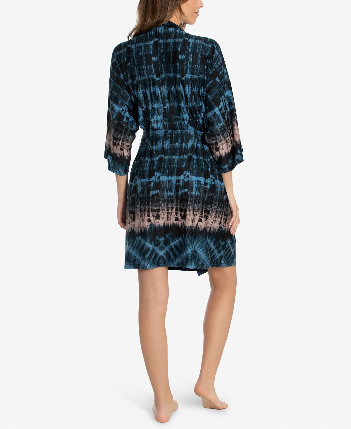 Linea Donatella Tied-dyed Wrap Robe Turquoise Orchid