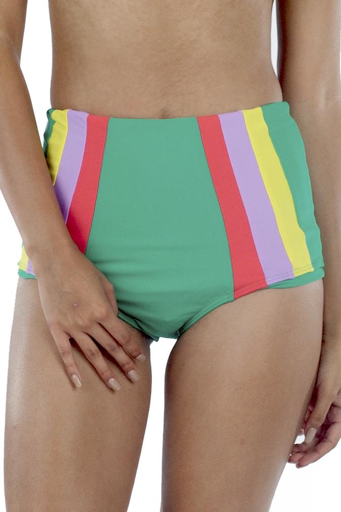 Lolli Green & Stripes High Waisted Bottom