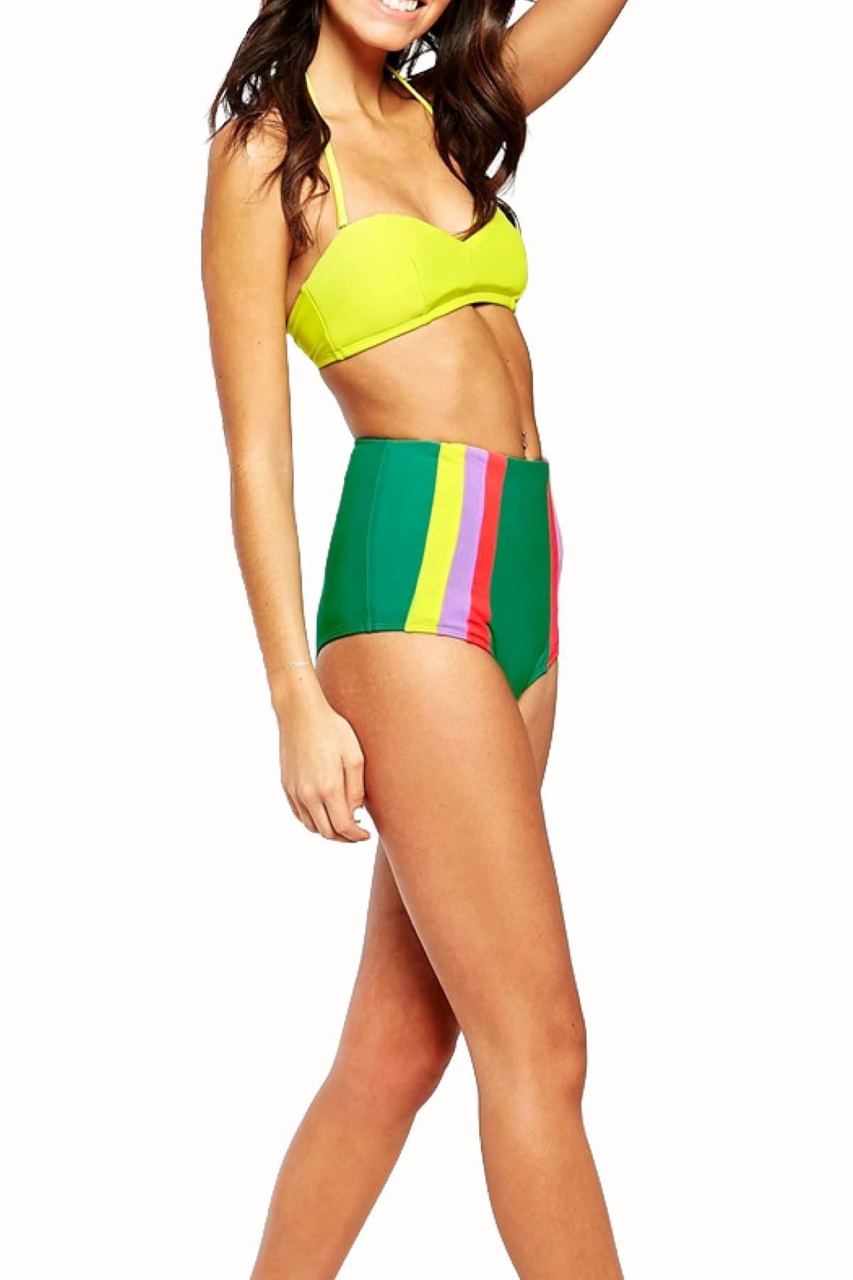 Lolli Green & Stripes High Waisted Bottom